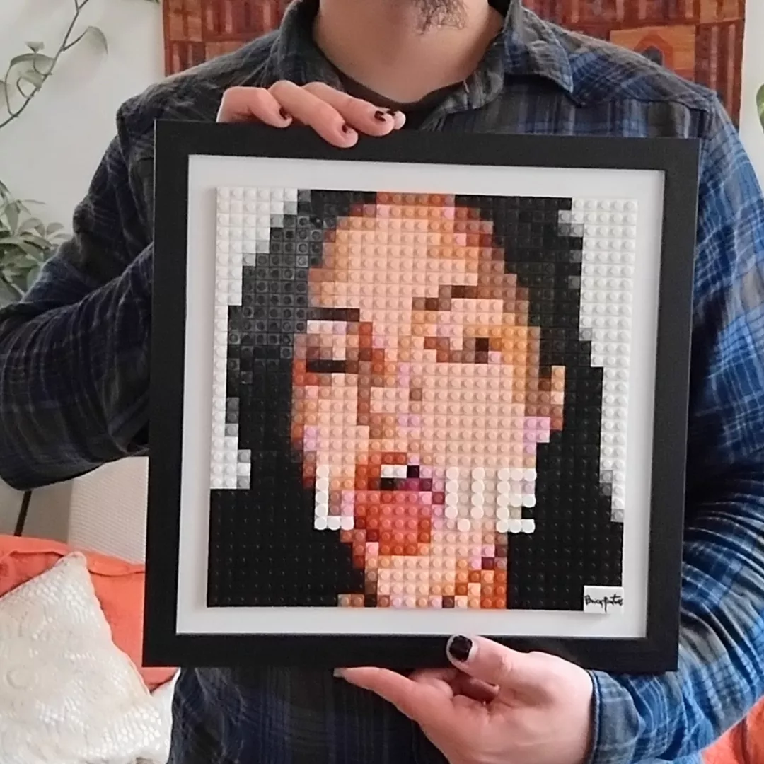 Sasha Grey pixel art brick artwork